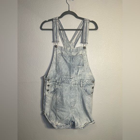 Free People We The Free Railroad Striped Ziggy Shortalls - Picture 4 of 8